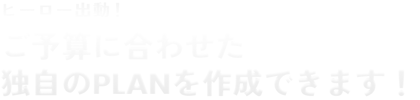 ヒーロー出動！ご予算に合わせた独自のPLANを作成できます！